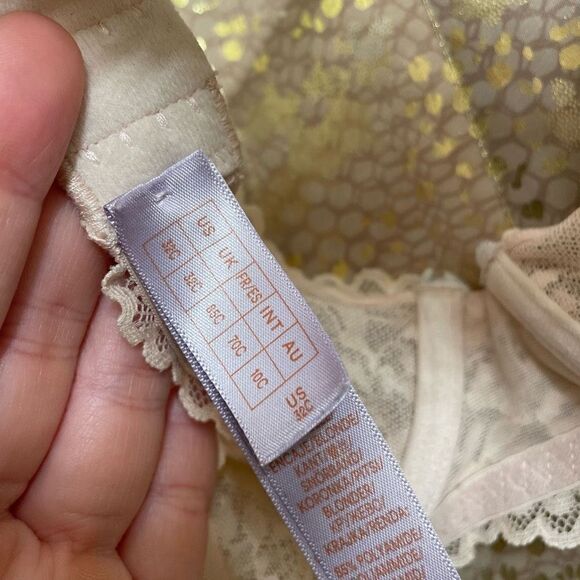 Savage X Fenty Peach Lace Unlined Underwire Bra, 32C - Picture 5 of 6